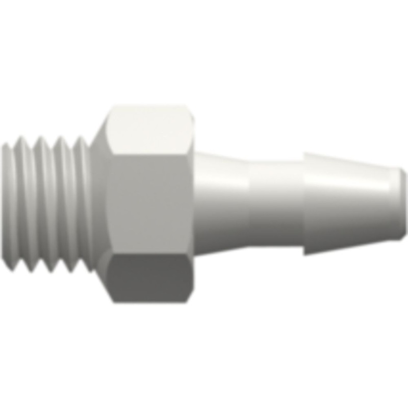 LinkTech 1/4-28 UNF Thread with 5/16 Hex to 200 Series Barb, 1/8 (3.2 mm) ID Tubing, White Nylon