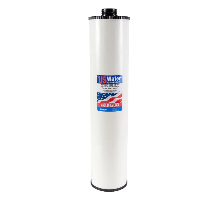 US Water DI Resin Cartridge 4.5 x 20 Double O-Ring Seal 1.5 GPM | USWF-4520-MB-OR