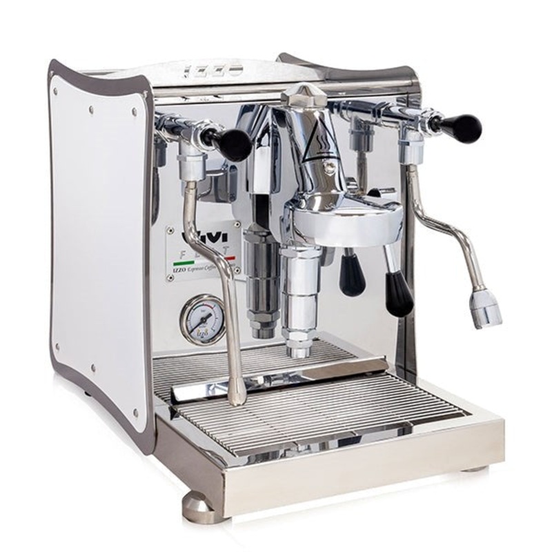 Izzo Vivi Fiat Coffee Machine|Black|Red|Stainless Steel|White|Wood Trim
