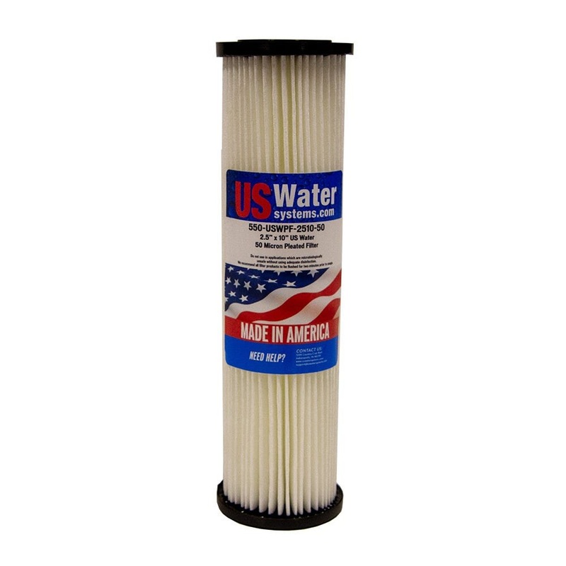 US Water 2.5 x 9.75 Pleated Filter Cartridge 50 Micron