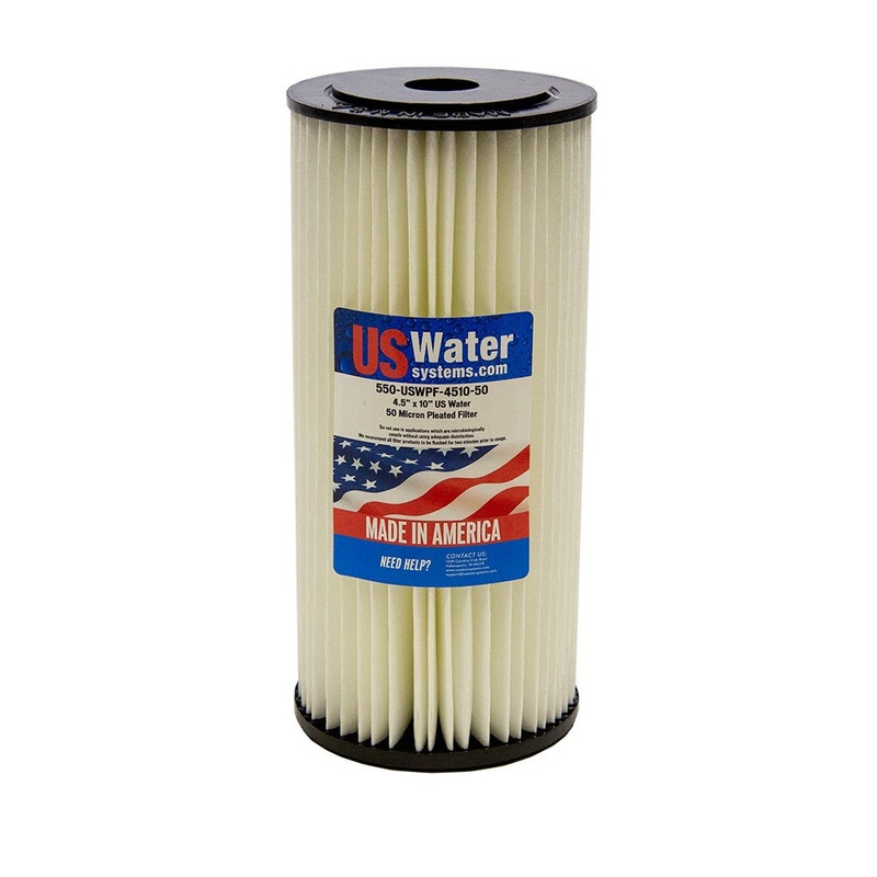 US Water 4.5 x 9.75 Pleated Filter Cartridge 50 Micron
