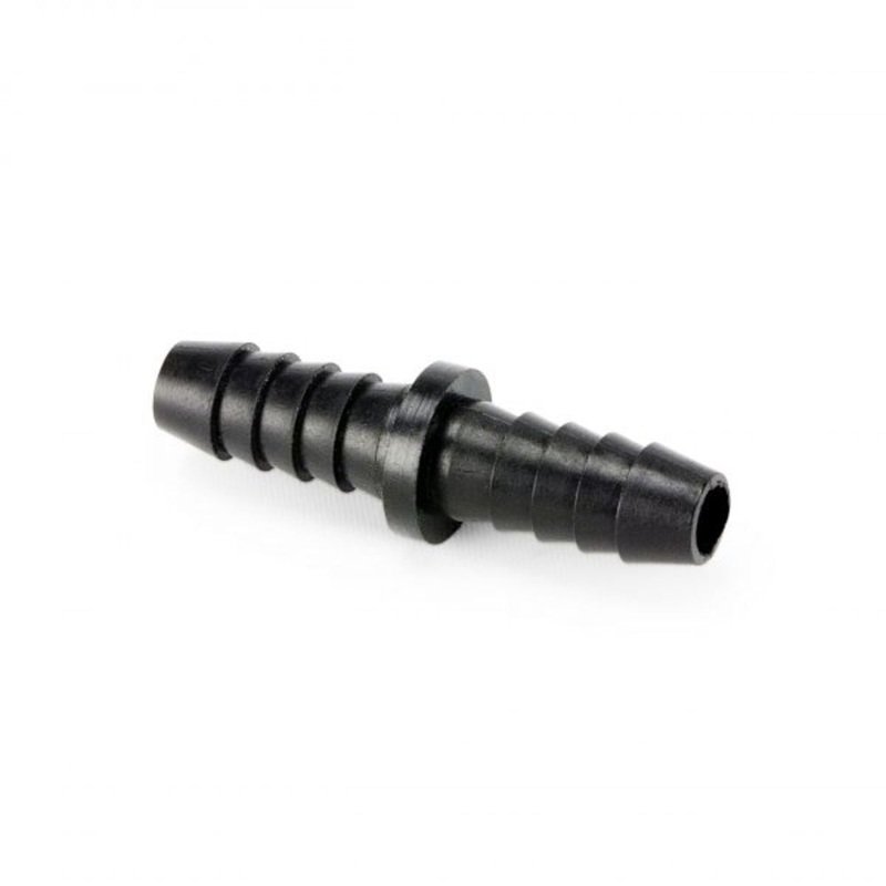 Union Barb Connector with Stop  Barb x  Barb, Polypro Black