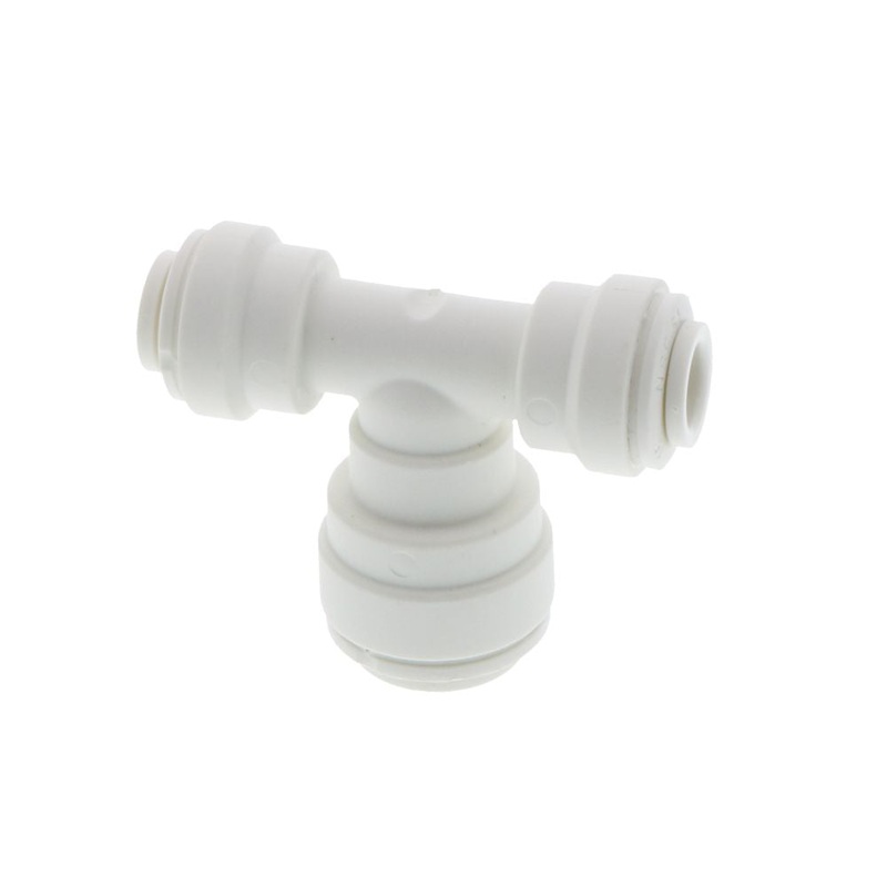 John Guest Reducing Tee Polypro – 1/4 x 1/4 x 3/8 Branch