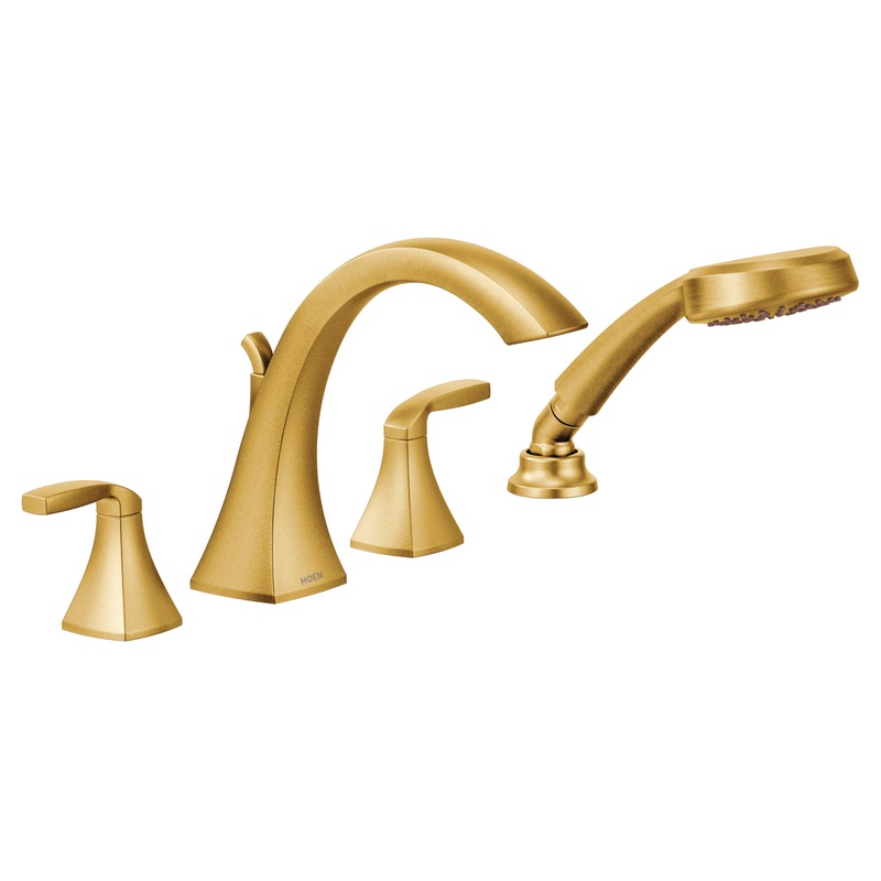Voss Chrome Two-Handle High Arc Roman Tub Faucet including Handheld Shower