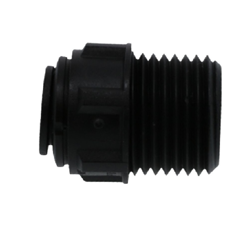 John Guest Male Connector NPTF Black Polypropylene  – 3/8 x 1/2 NPTF
