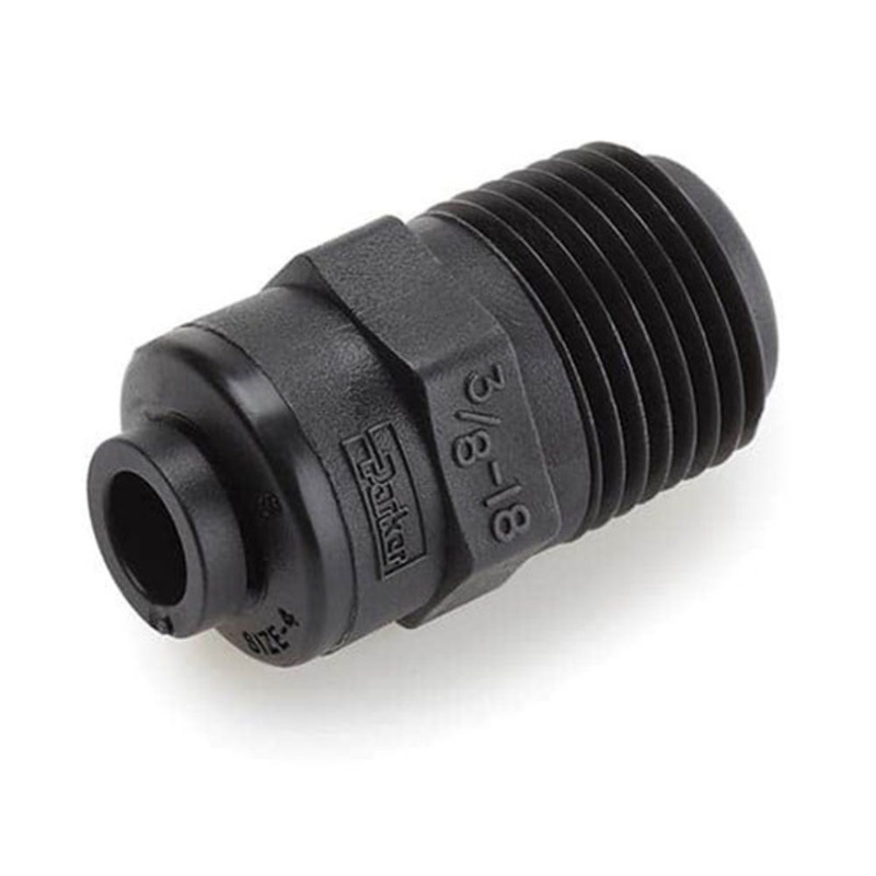 Parker Kynar Male Connector Black – 1/2 x 3/8 NPTF