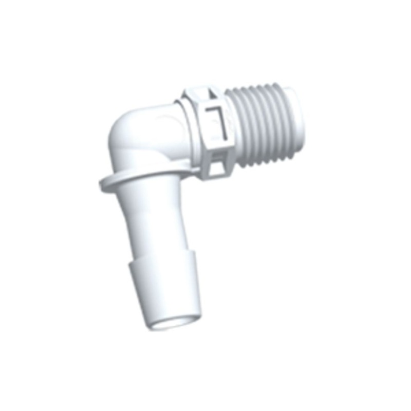 FitQuik Nylon Thread to Tube Elbow Fitting – 1/4 NPT to 3/8 Hose Barb