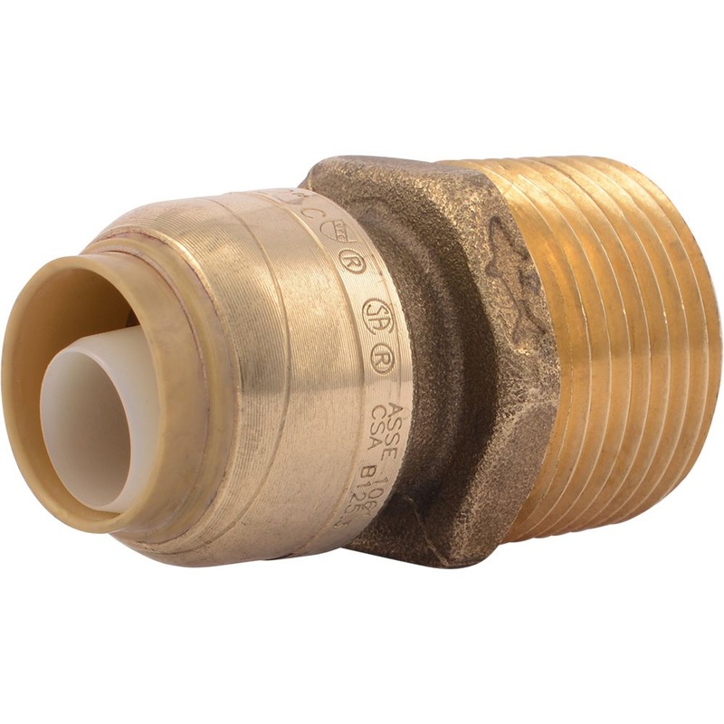 SharkBite U116LF Lead-Free Brass Push-to-Connect Male Adapter – 1/2 x 3/4 MPT