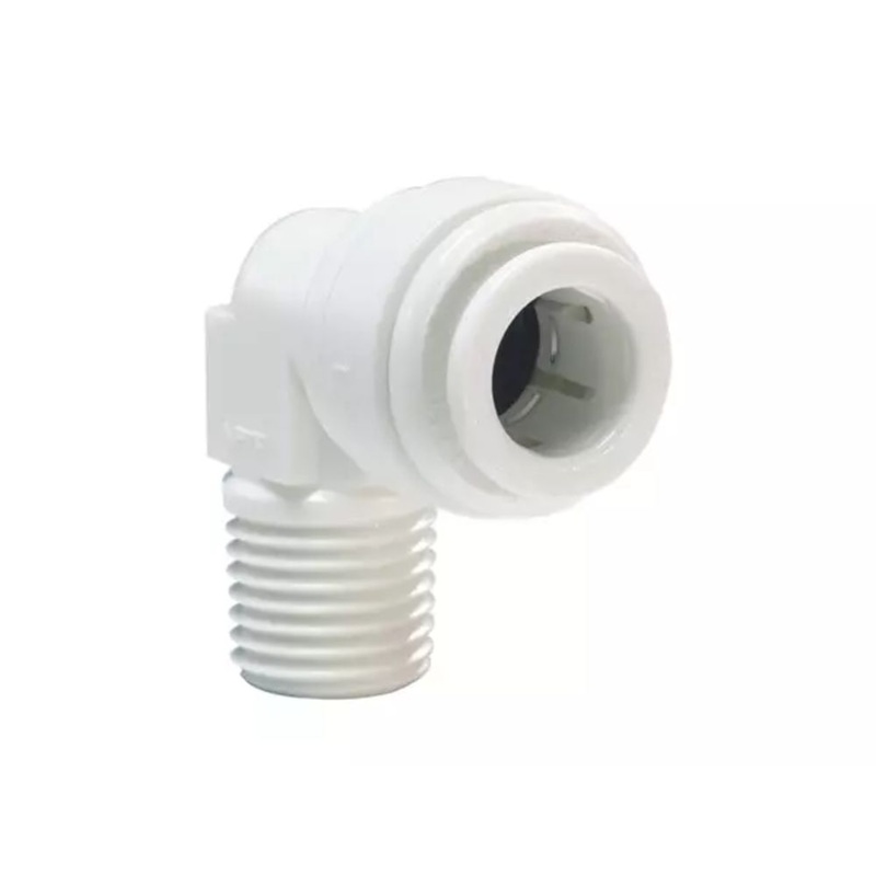 John Guest 3/8 x 1/4 (NPTF) Acetal Fixed Elbow – White