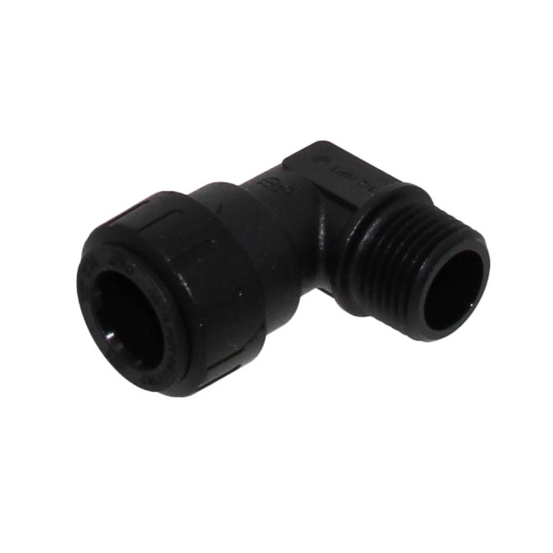 John Guest Black Male Fixed Elbow – 1/2 CTS x 1/2 MPT