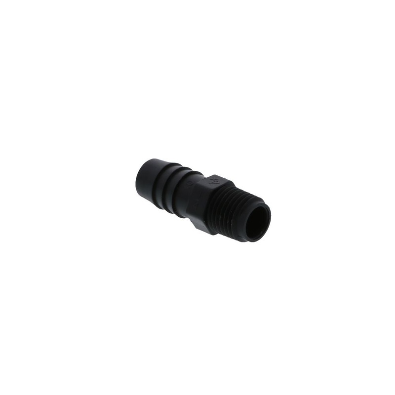 Male Barb Connector Polypropylene – 1/2 ID Barb x 1/4 MNPT Black