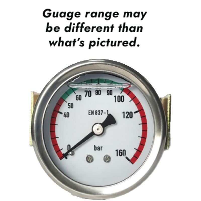 Water Pressure Gauge 100 PSI, 1/4 MPT, 2.0 Plastic Dial, Center Back Uclamp, SS Case