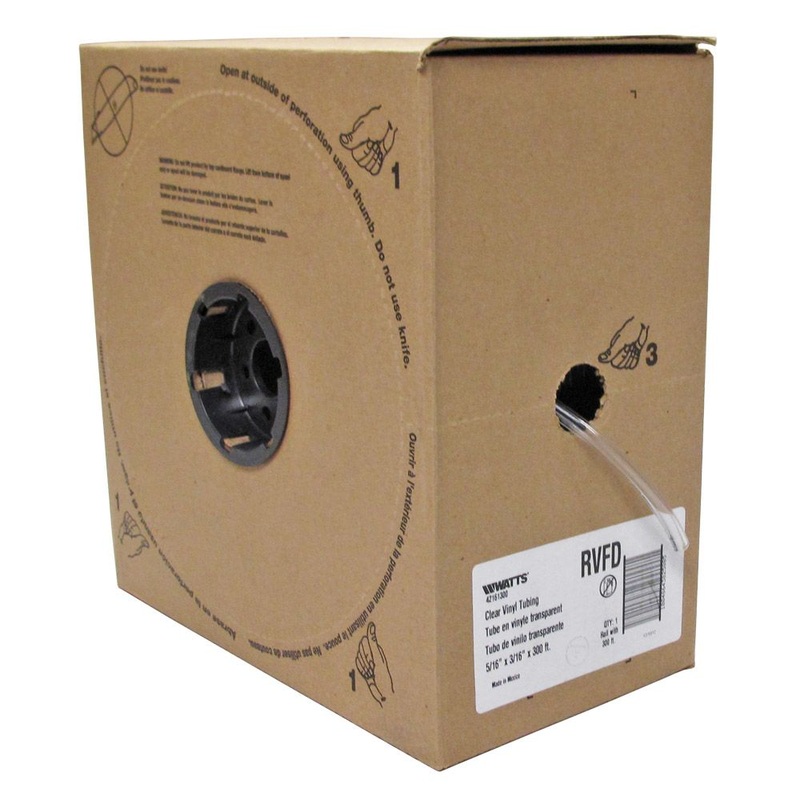 Watts RVFD Clear Vinyl Tubing 3/16 ID x 5/16 OD x 300′