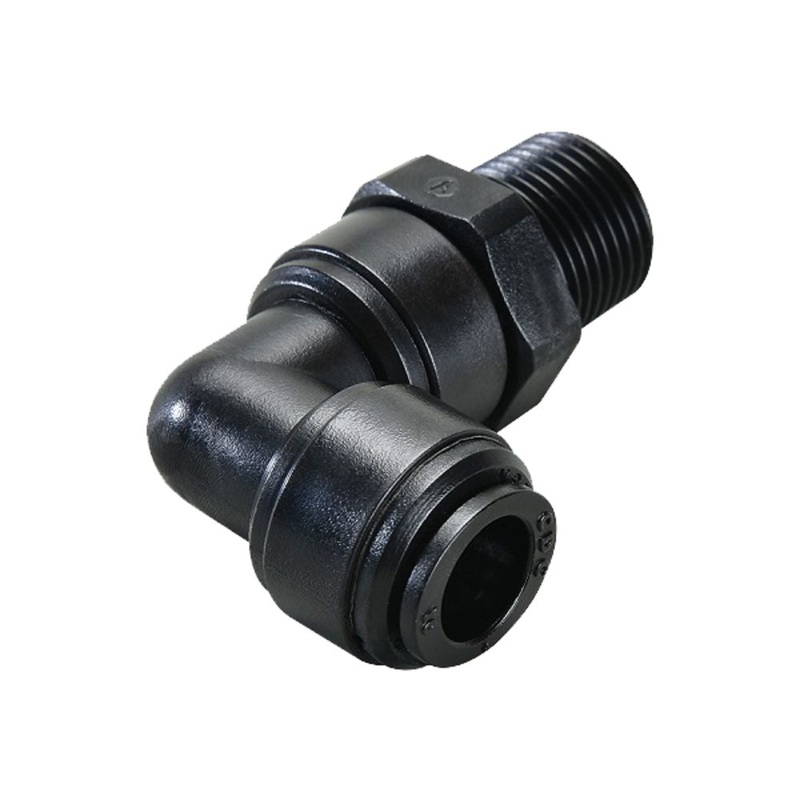 NeoFit – Acetal Black Male Elbow Swivel- 12mm tube OD x 1/2BSPT