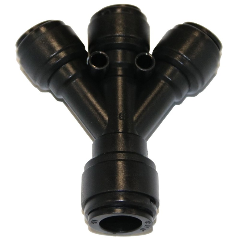 NeoFit – Acetal Black Three Way Divider 1/2 tube x 3/8 tube
