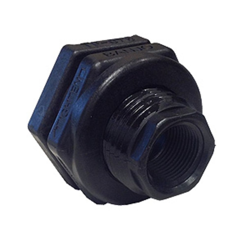 1/2 Polypropylene Bulkhead Tank Fitting with EPDM Gaskets