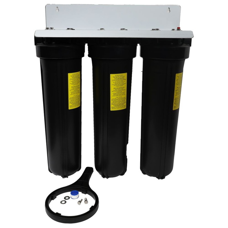 20 Big Flow Triple Series Plumbed Filter Housing DIY 3/4 FPT