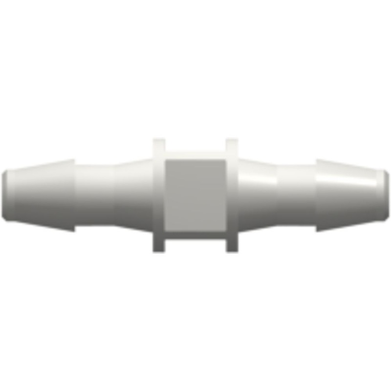 LinkTech Straight Through Tube Fitting with 200 Series Barbs, 3/32 (2.4 mm) ID Tubing, White Nylon