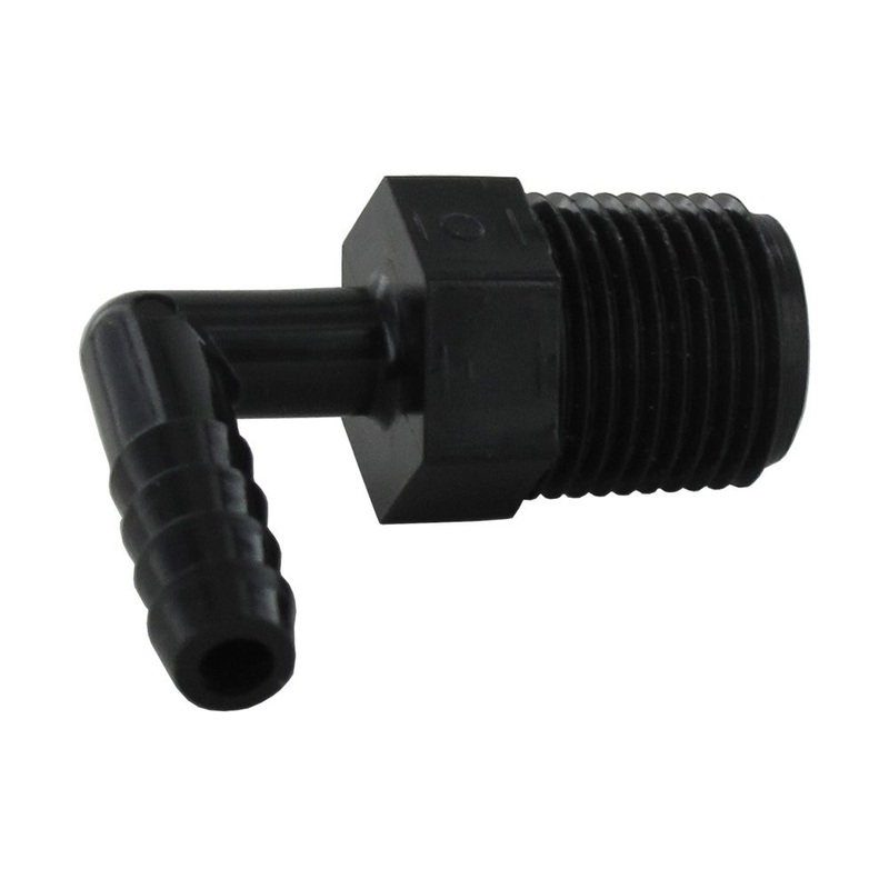 Male Elbow Barb Connector PP – 1/4 ID Barb x 3/8 MNPT