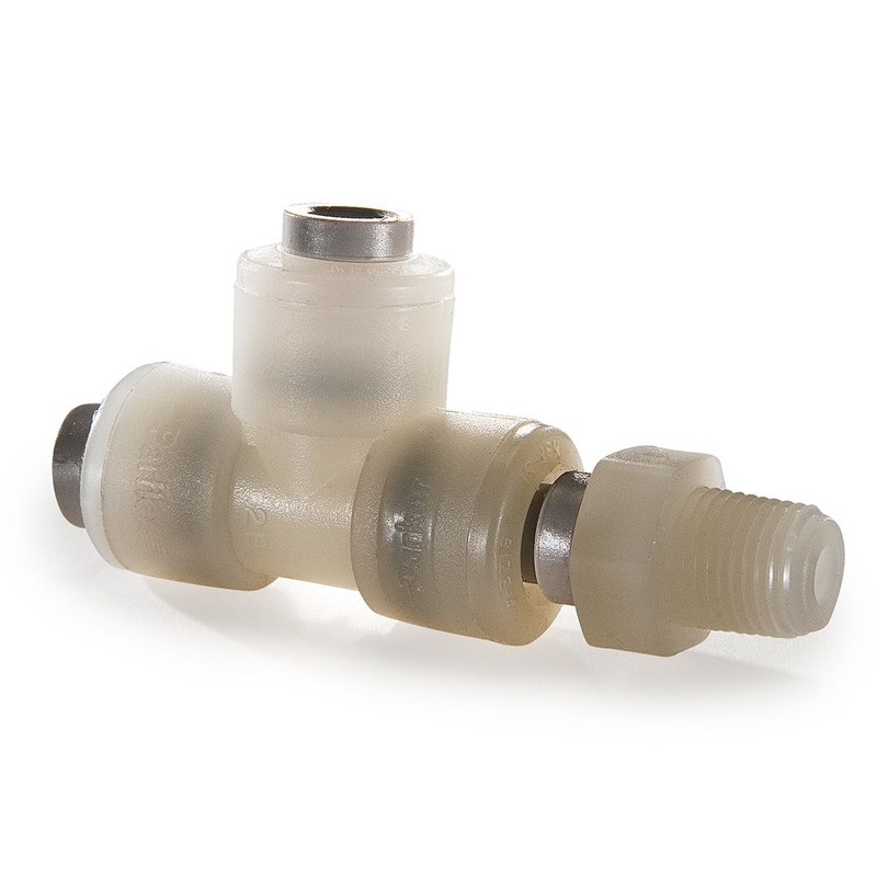 Kynar PVDF Male Run Swivel Tee – 3/8 x 1/4 NPTF