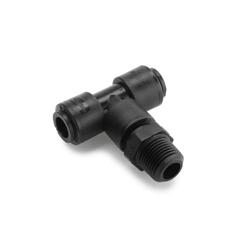 Black Kynar PVDF Male Branch Swivel Tee – 1/4 x 1/4 NPTF