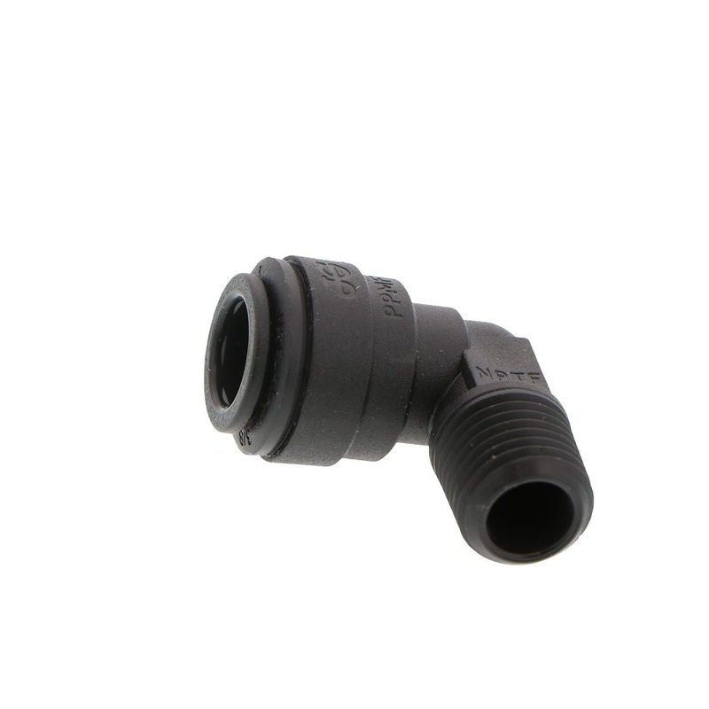 John Guest Fixed Elbow NPTF Black Polypropylene – 3/8 x 1/4 NPTF