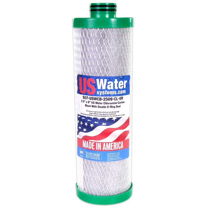 Chloramine Carbon Block Filter 2.5 x 9 Double O-Ring Seal