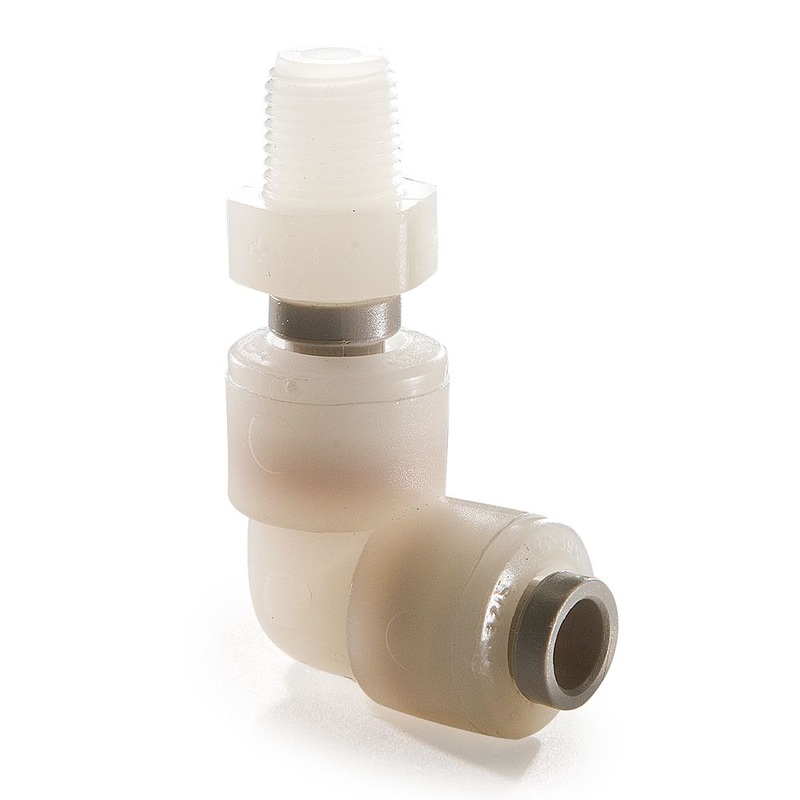 Kynar PVDF Male  Elbow Swivel – 3/8 x 1/8 NPTF