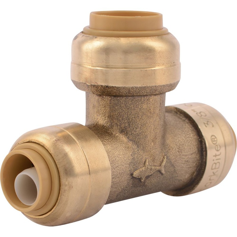 SharkBite U364LF Lead-Free Brass Push-to-Connect Reducing Tee – 3/8 x 3/8 x 1/2