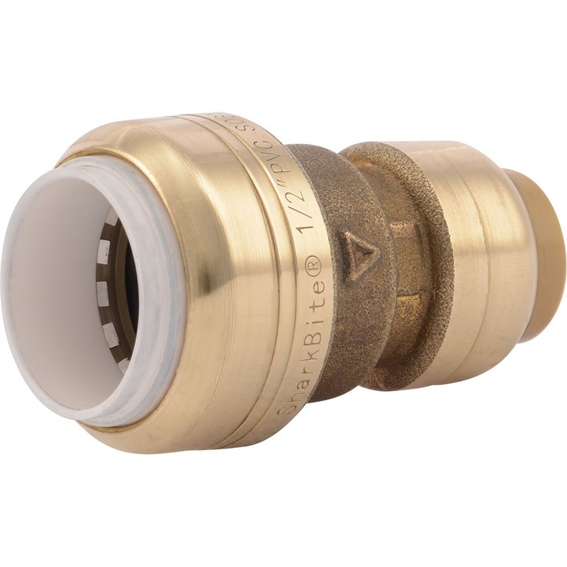 SharkBite UIP4008 Push-to-Connect Brass PVC Transition Coupling – 1/2 PVC x 1/2 CTS
