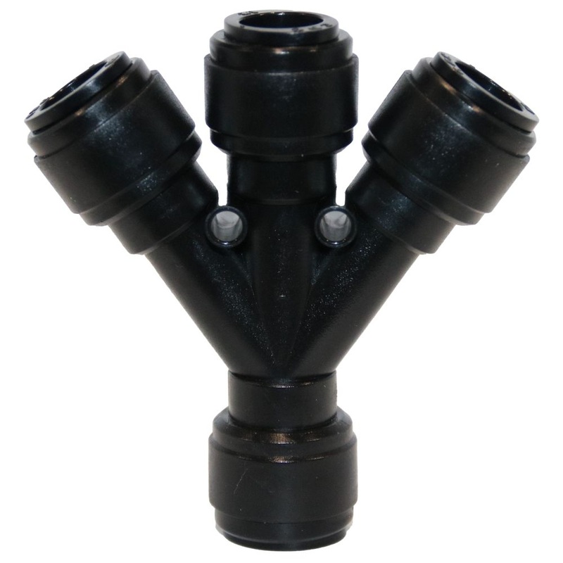 NeoFit Acetal Black Three Way Divider 1/2 tube x 1/2 tube