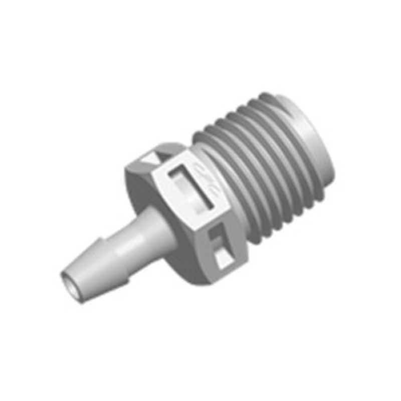 FitQuik Nylon Thread to Tube Straight Fitting – 1/4 NPT to 5/16 Hose Barb – White