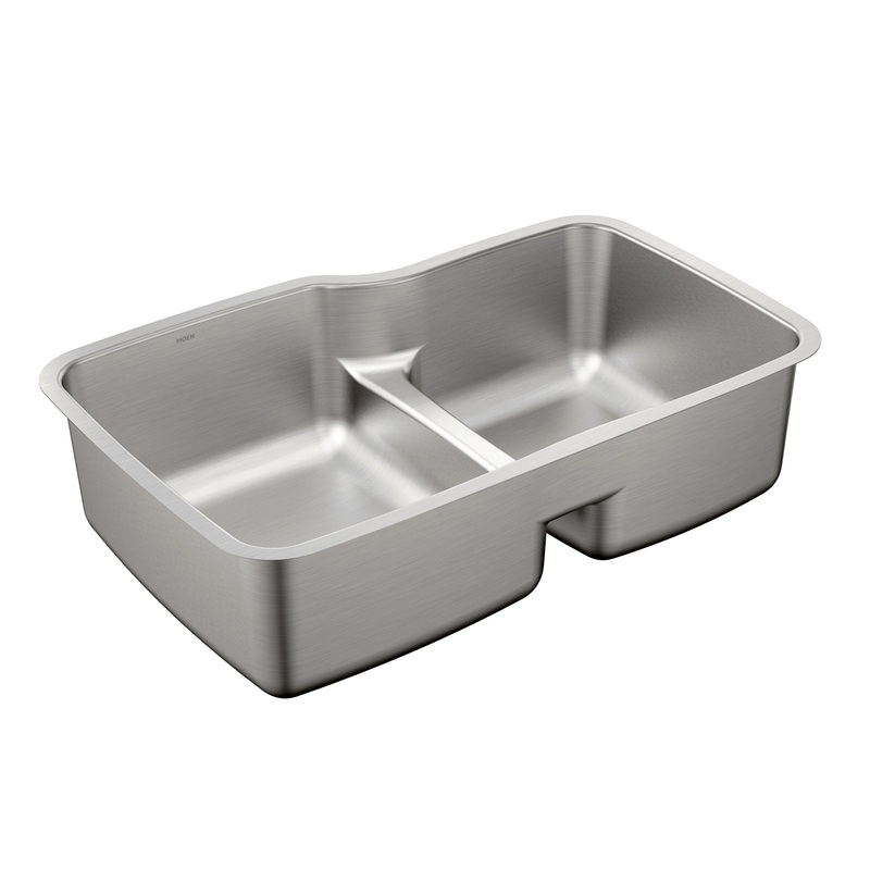 1800 Series Stainless steel 31 57/64 X 20 11/16 18 Gauge Double Bowl Sink Center Drain