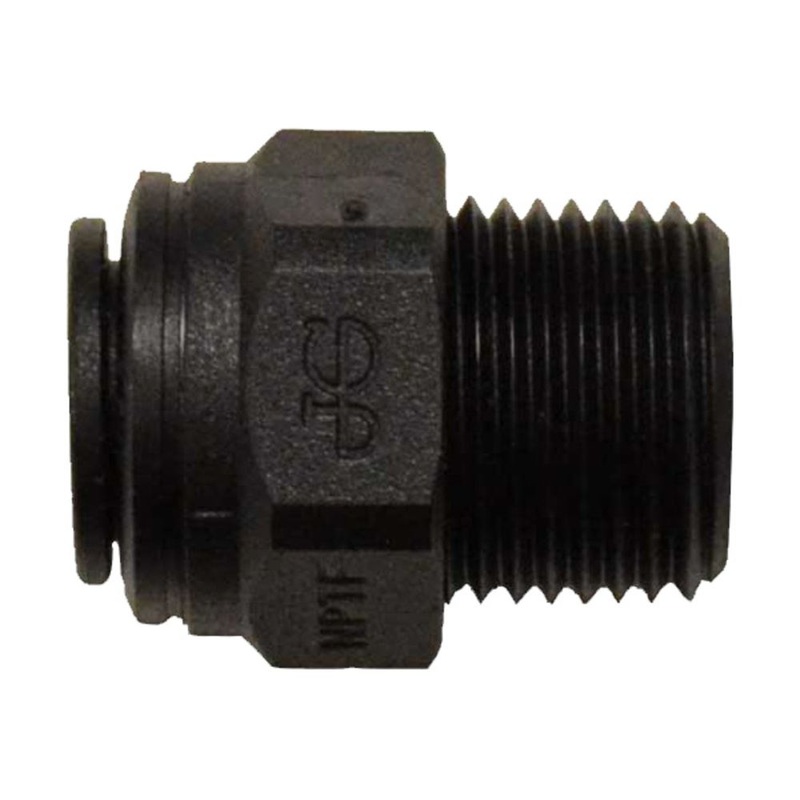 John Guest Male Connector NPTF Black Polypropylene  – 3/8 x 1/4 NPTF