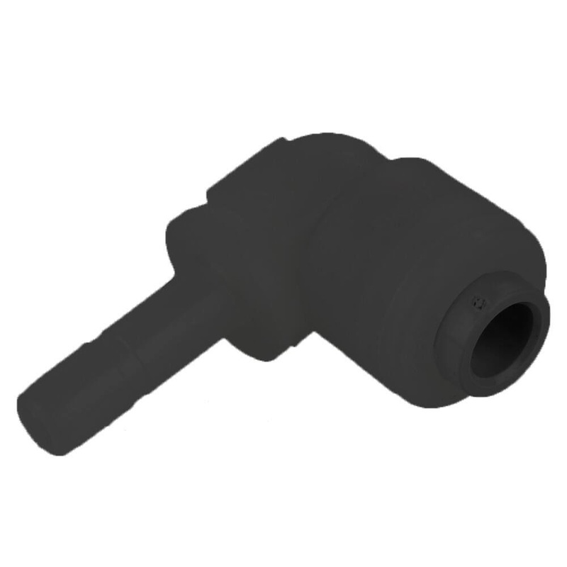Black Kynar PVDF Tube Elbow Union Stem – 3/8 x 3/8