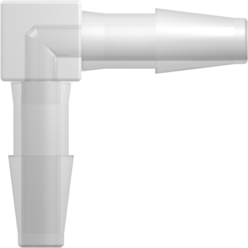 LinkTech Elbow Connector with Classic Series Barbs, 1/4 (6.4 mm) ID Tubing, Natural Polypropylene