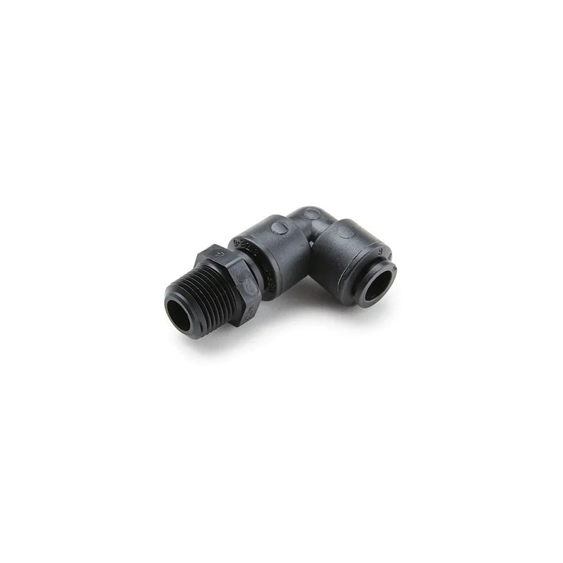 Black Kynar PVDF Male  Elbow Swivel – 3/8 x 1/4 NPTF