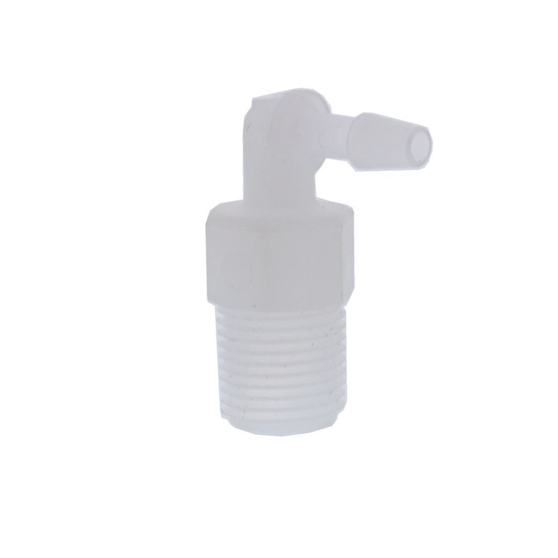 Male Barb Elbow Natural Kynar – 1/8 ID Barb x 1/8 MPT