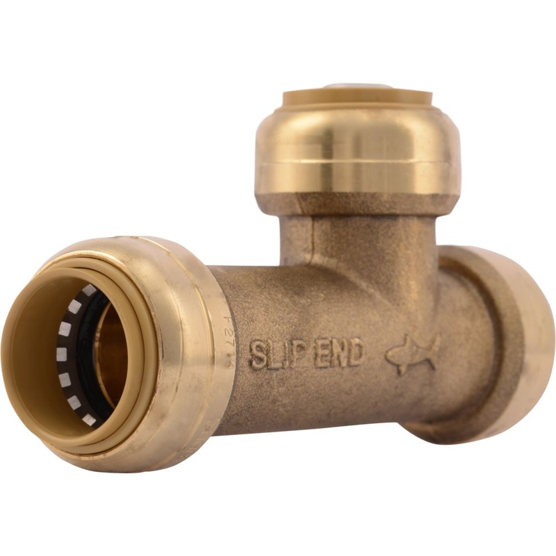 SharkBite U3370LF Lead-Free Brass Push-to-Connect SLIP Tee – 3/4 x 3/4 x 3/4