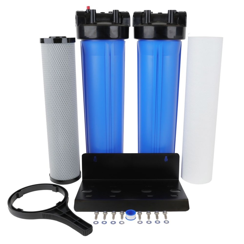 Whole House Water Filter System, 4.5 x 20 Twin Filtration Universal Housing 1 RPT Port