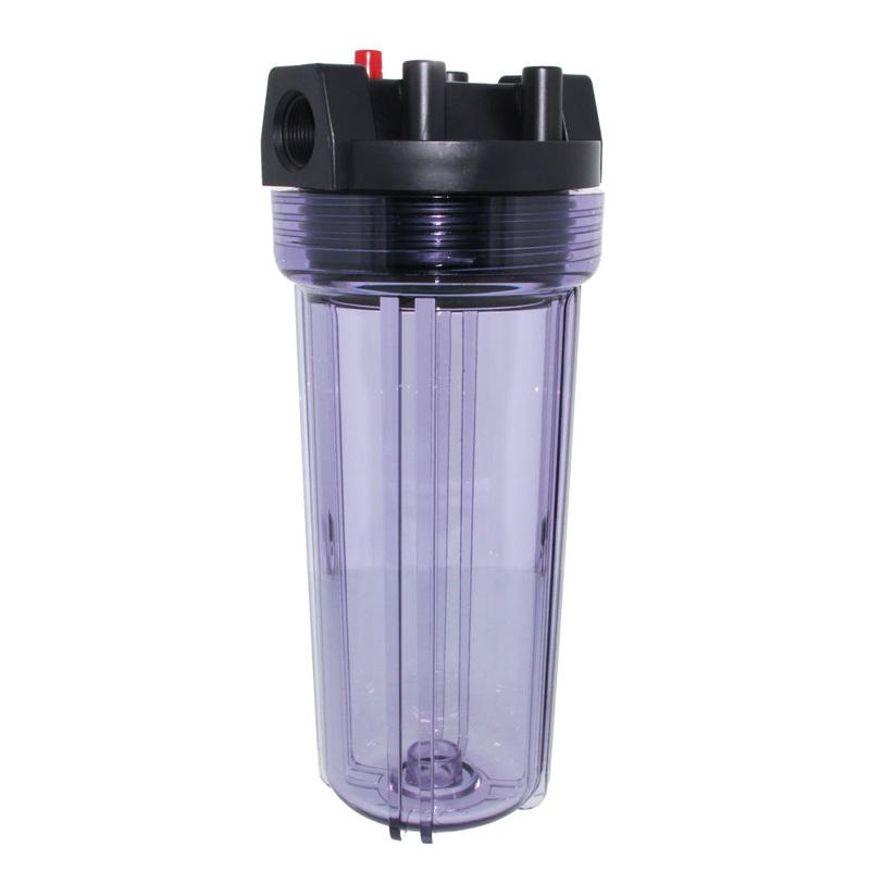 10 Neo-Pure Standard Water Filter Housing Black/Clear with Pressure Relief – 3/4 FPT