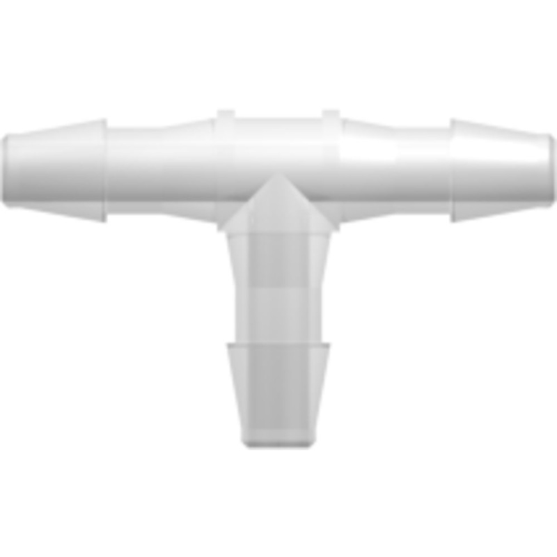 LinkTech Tee Tube Fitting with 200 Series Barbs, 3/32 (2.4 mm) ID Tubing, Natural Polypropylene
