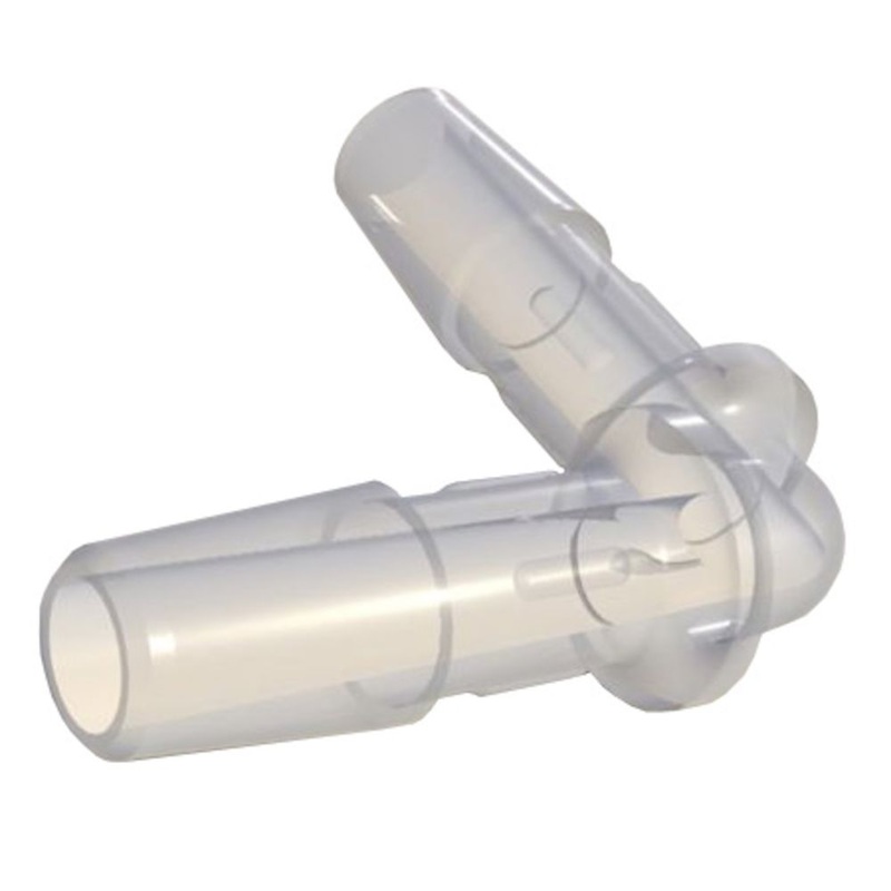 Barbed Union Elbow White Polypropylene – 1/8 ID x 1/8 ID