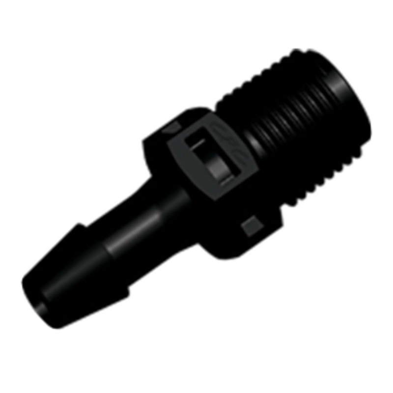 FitQuik Nylon Thread to Tube Straight Fitting – 1/4 NPT to 5/16 Hose Barb – Black