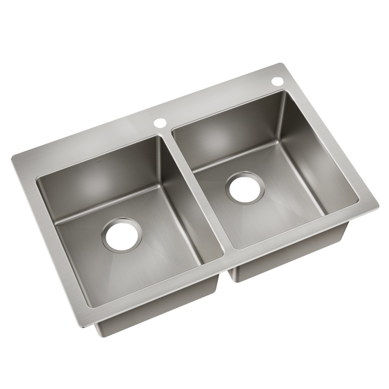 33 x 22 Stainless Steel 18 Gauge Double Bowl Dualmount Sink